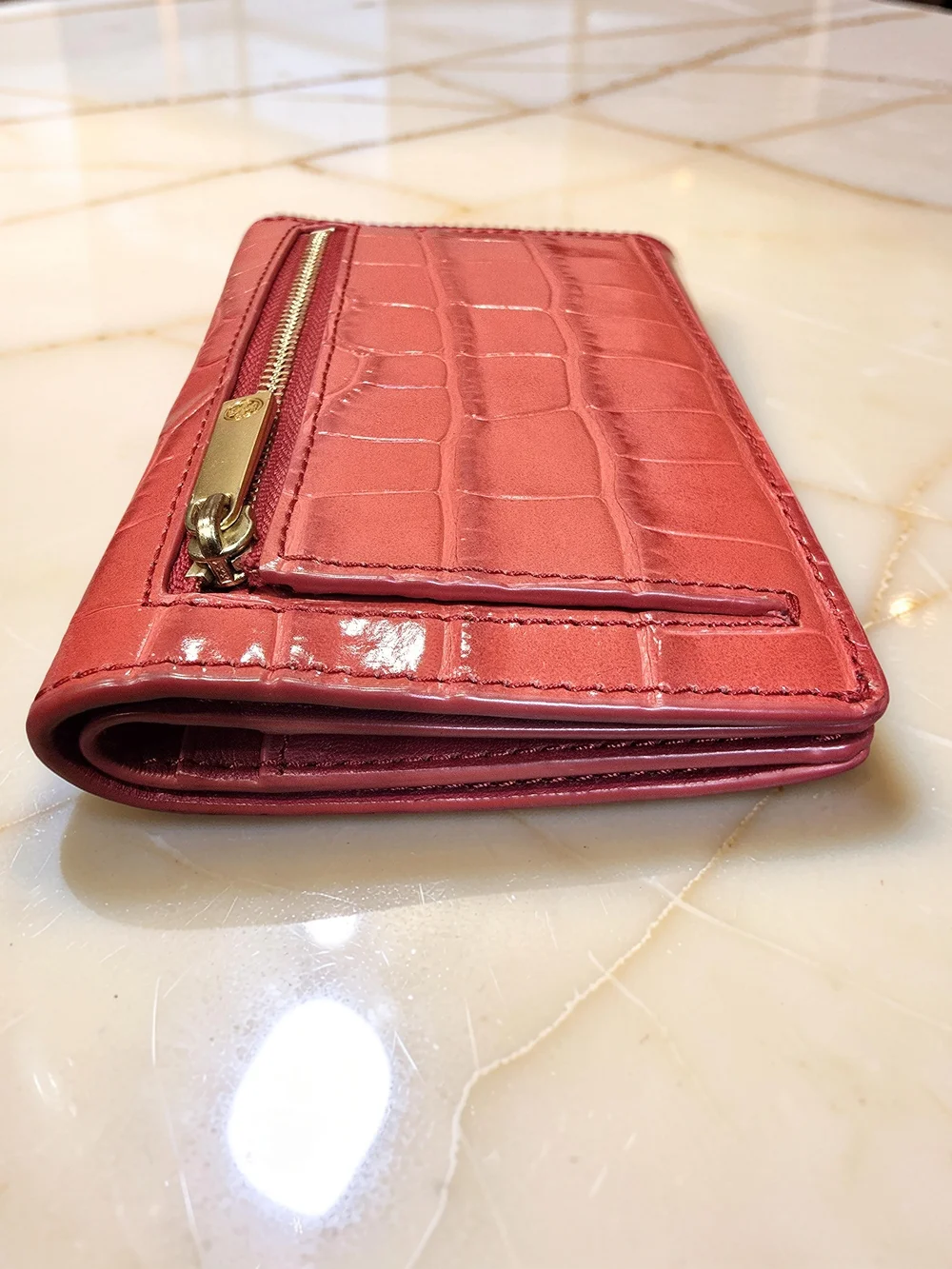 Tory Burch Red Emerson Leather Croc-Embossed Backpack & Wallet Set